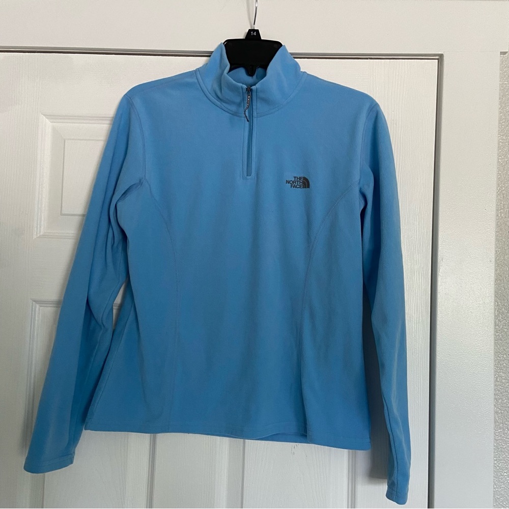 The North Face TKA 100 sky blue 1/4 zip fleece sweater women’s size M